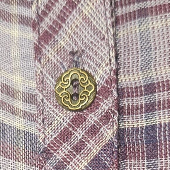 MAURICES Women's Purple & Grey Ornate Long Sleeve Button Front Shirt Size Large - Picture 10 of 16